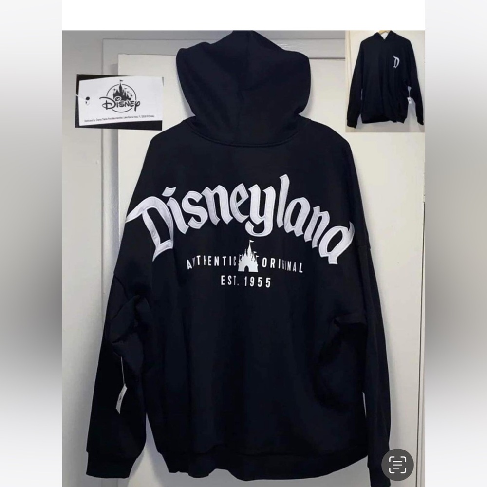 DISNEYLAND VINTAGE AUTHENTIC ORIGINAL ZIPPED BLACK HOODIE NEW WITH-TAGS